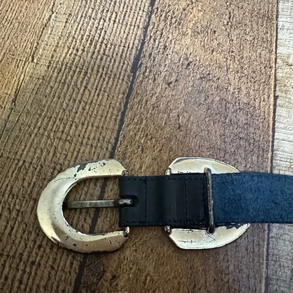 Adoppia vita navy blue leather belt